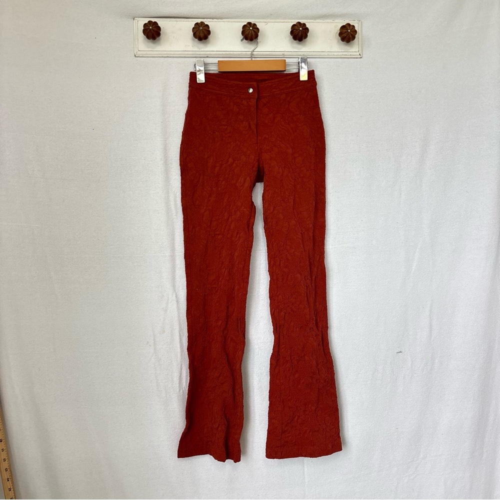 Bisou Bisou rust Boot Cut Flare floral texture Pants